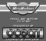 Micro Machines title screen for GameBoy